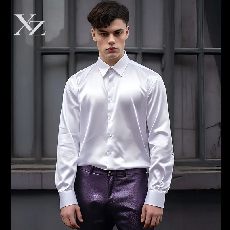 Mens Satin Silk Dress Shirt - Erkek Saten İpek Gibi Parlak ve