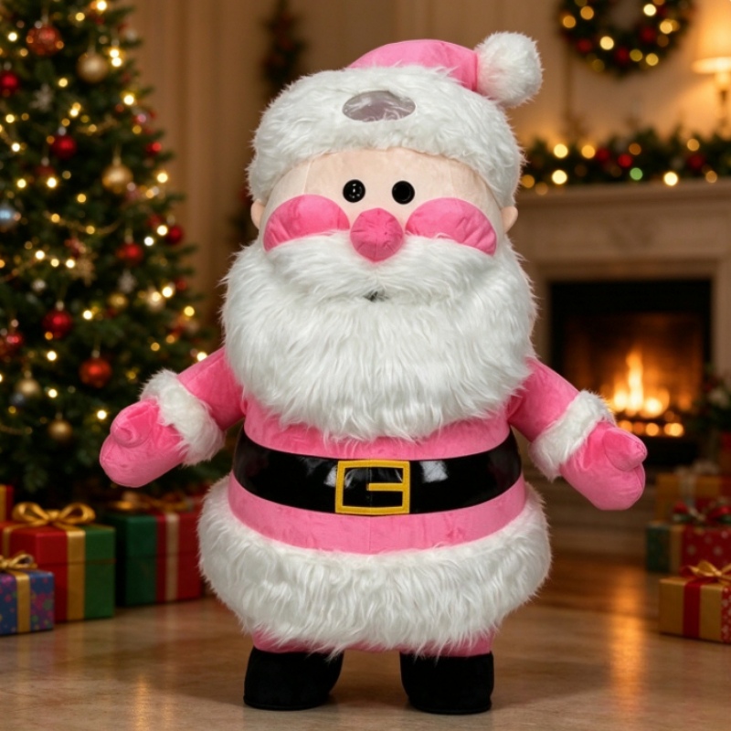 Suits - Pembe Noel Baba Şişme Kostümü, Yetişkinler