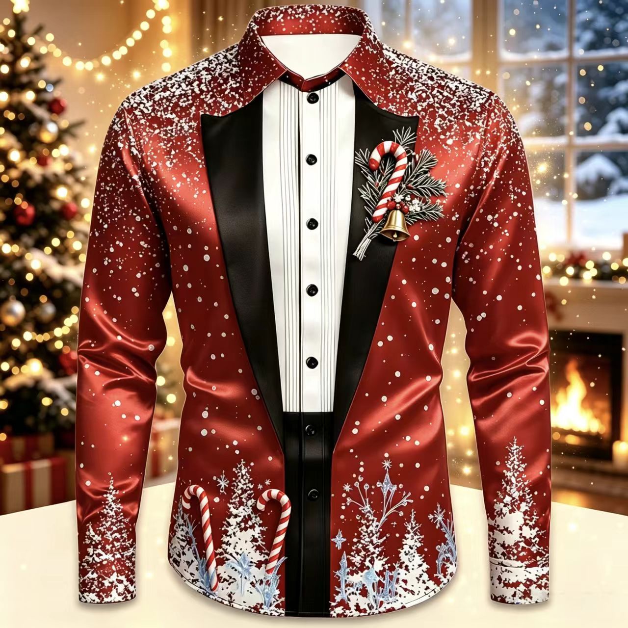 Men Christmas Satin Long Sleev - Mens Satin Silk Dress Shirt incelemesi ve fiyatı