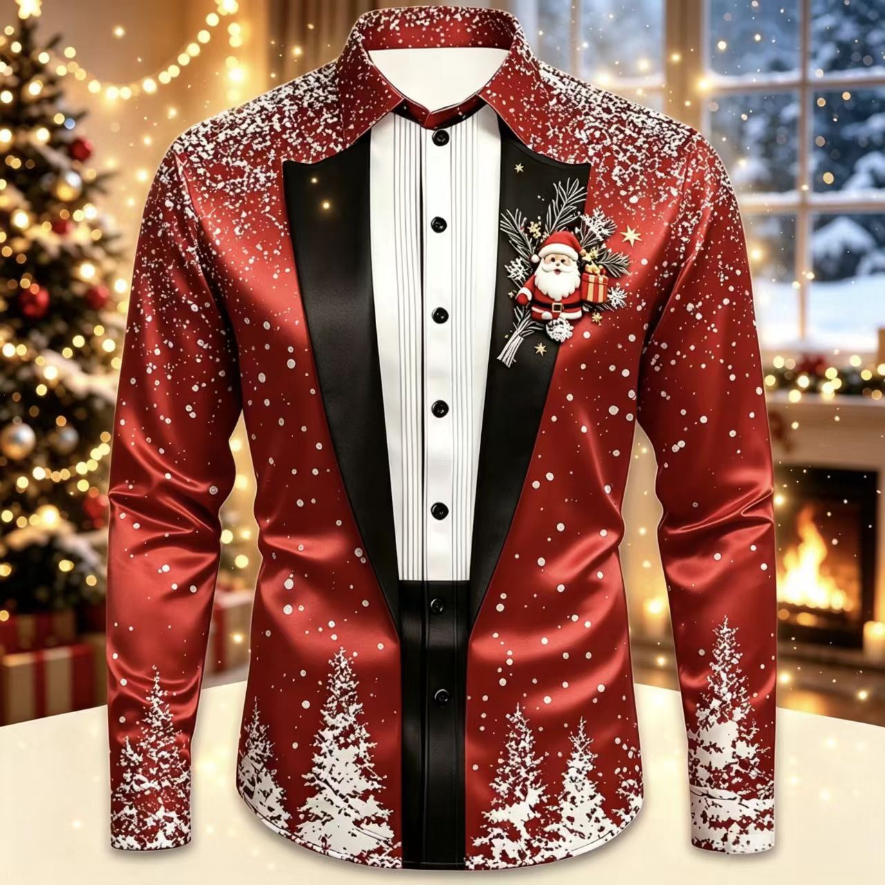 Men Christmas Satin Long Sleev - Mens Satin Silk Dress Shirt incelemesi ve fiyatı