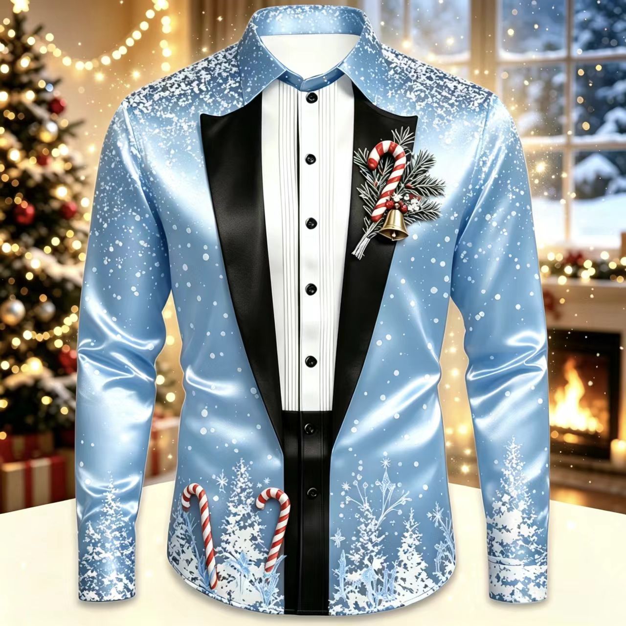 Men Christmas Satin Long Sleev - Mens Satin Silk Dress Shirt incelemesi ve fiyatı