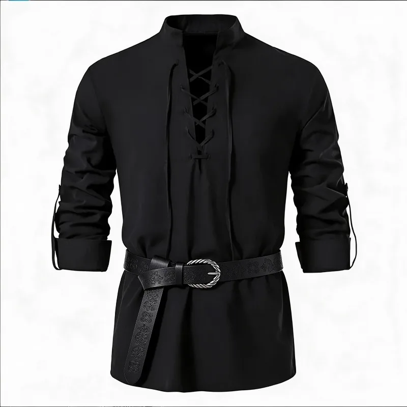 Erkekler için Orta Çağ Viking  - Medieval Gothic Lace Up Pirate Shirt incelemesi ve fiyatı