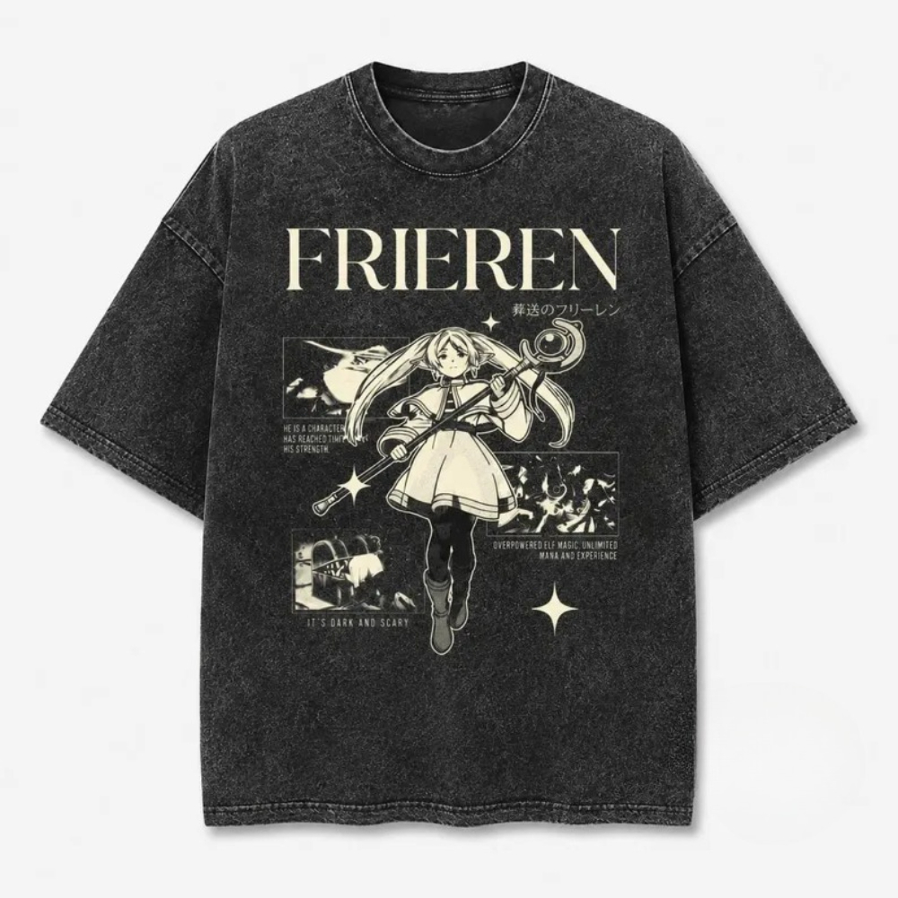 Vintage Frieren Anime Temalı,  - Acid Wash Vintage Graphic T Shirt incelemesi ve fiyatı