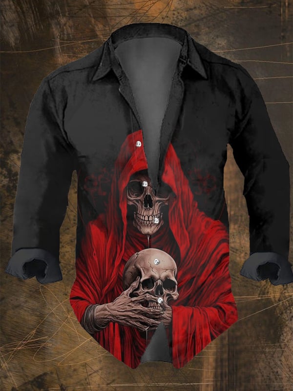 Halloween Men's Dark Skull Pri - Vintage Hawaiian Floral Shirt incelemesi ve fiyatı