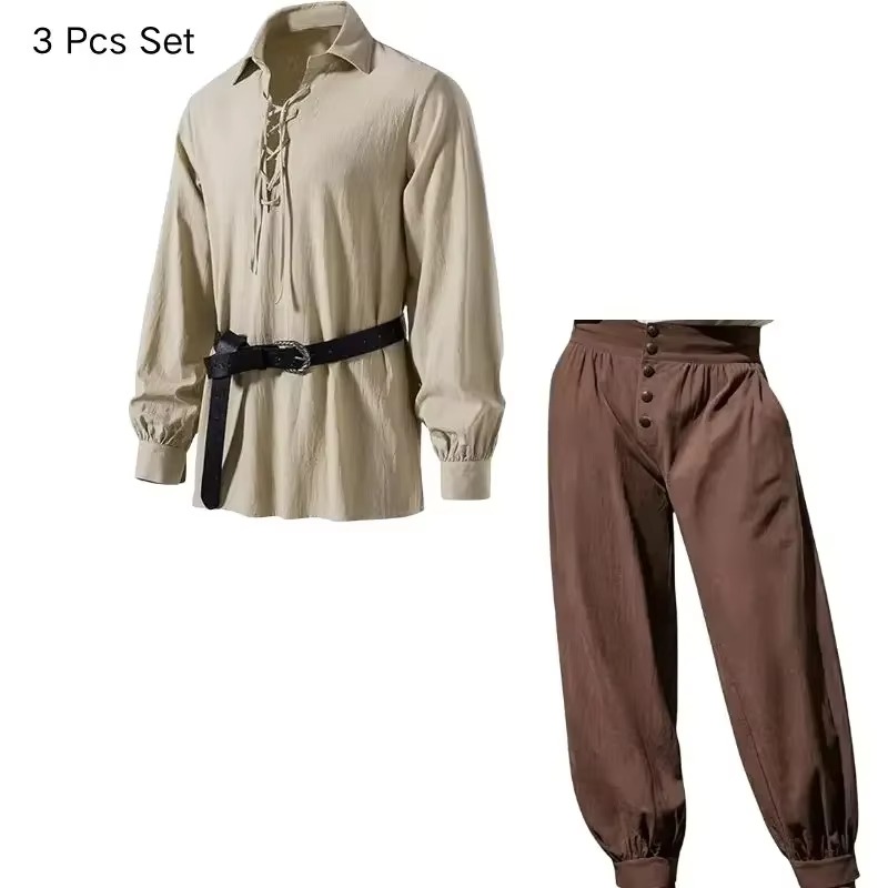 Erkekler için Orta Çağ Viking  - Medieval Gothic Lace Up Pirate Shirt incelemesi ve fiyatı