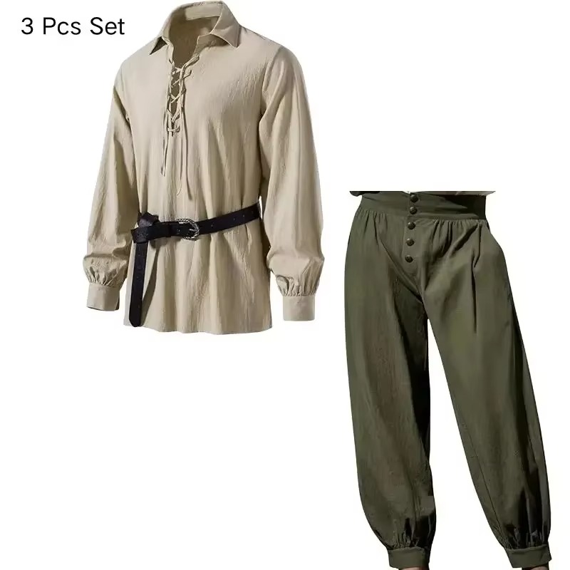 Erkekler için Orta Çağ Viking  - Medieval Gothic Lace Up Pirate Shirt incelemesi ve fiyatı