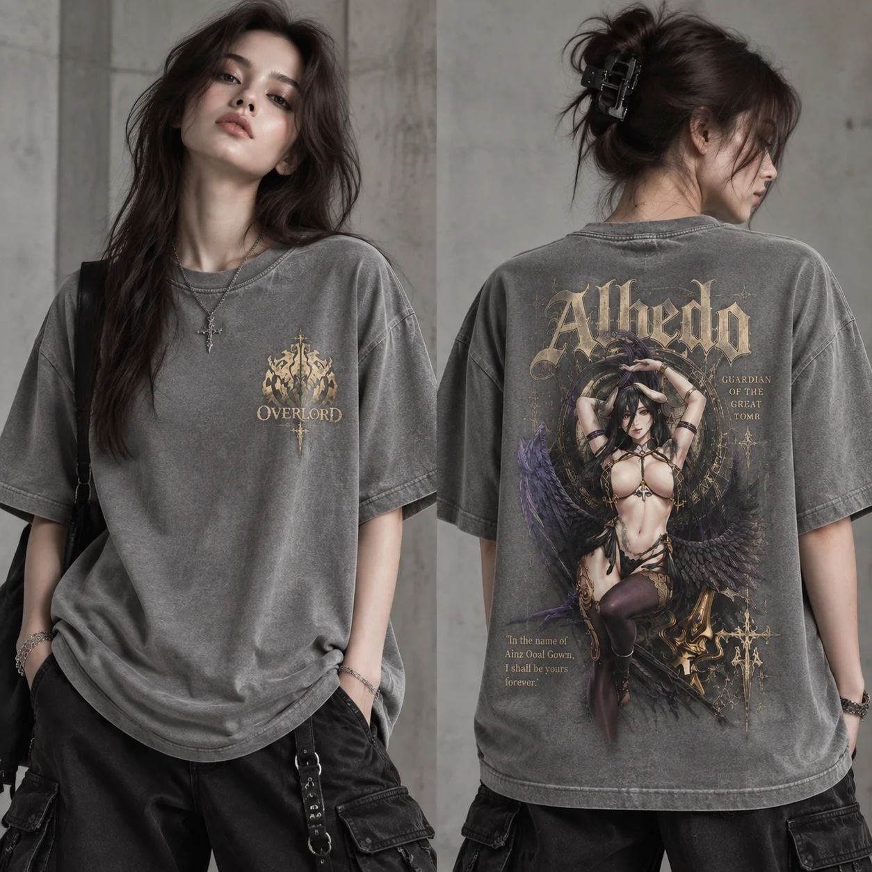 Albedo Overlord Baskılı Tişört - Acid Wash Vintage Graphic T Shirt incelemesi ve fiyatı